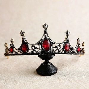 Ruby Red & Black Rhinestone Crown